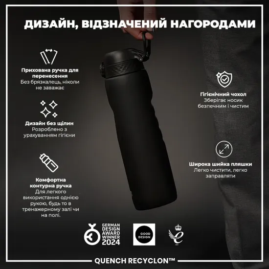 Пляшка для води ION8 1000 мл. BPA Free Black