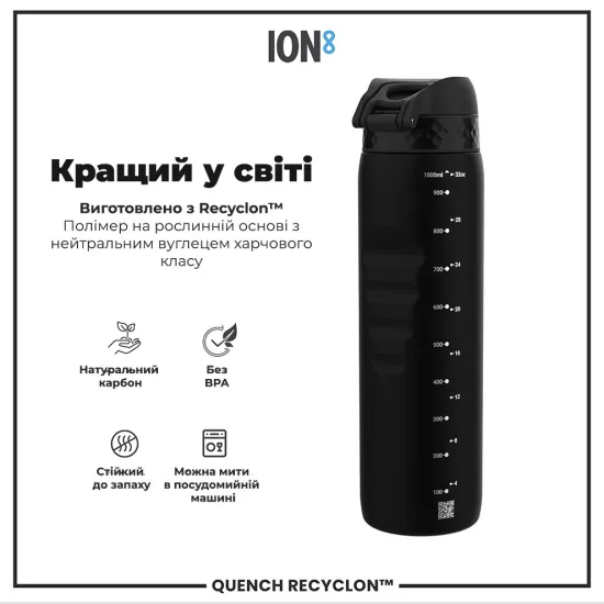 Пляшка для води ION8 1000 мл. BPA Free Black