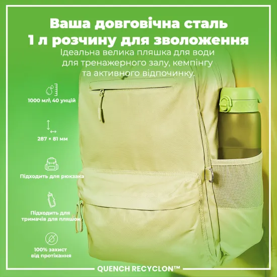 Бутылка для воды ION8 1000 мл. BPA Free Green