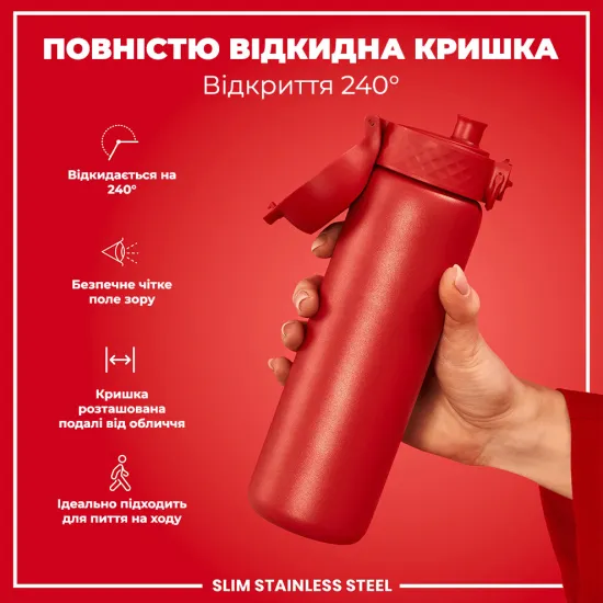 Пляшка для води металева ION8 600 мл. Stainless Steel Red