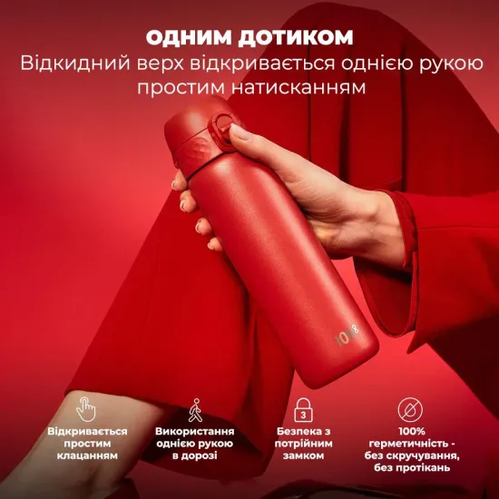 Пляшка для води металева вакуумна ION8 500 мл. Vacuum Insulated Red