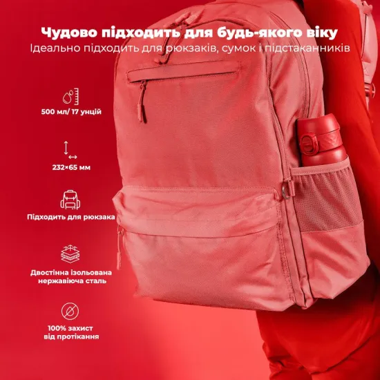 Пляшка для води металева вакуумна ION8 500 мл. Vacuum Insulated Red