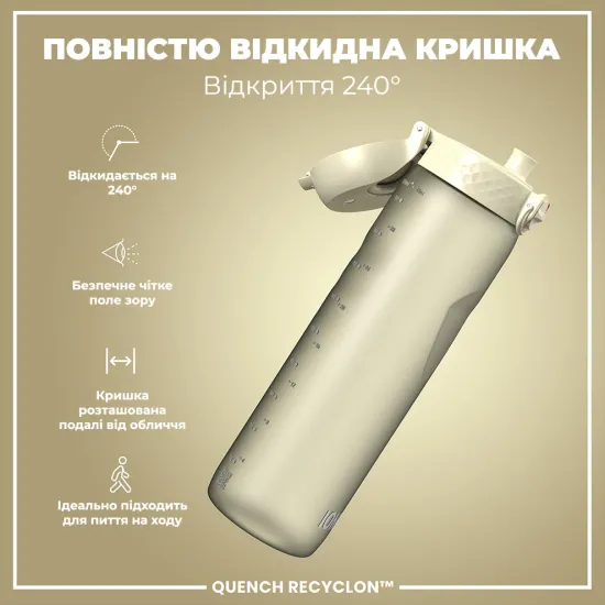 Бутылка для воды ION8 1000 мл. BPA Free Creamy White