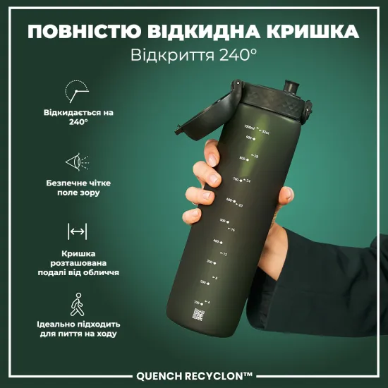 Пляшка для води ION8 1000 мл. BPA Free Dark Green
