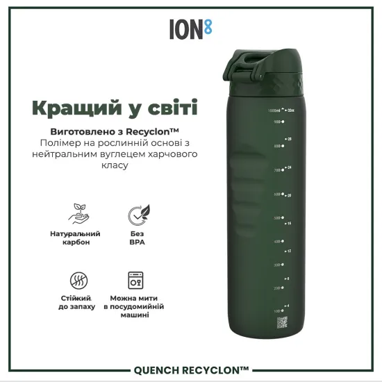 Пляшка для води ION8 1000 мл. BPA Free Dark Green