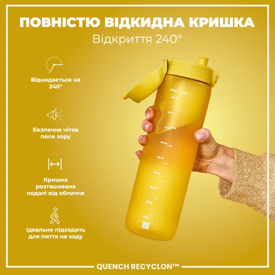 Пляшка для води ION8 1000 мл. BPA Free Yellow