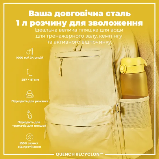 Пляшка для води ION8 1000 мл. BPA Free Yellow