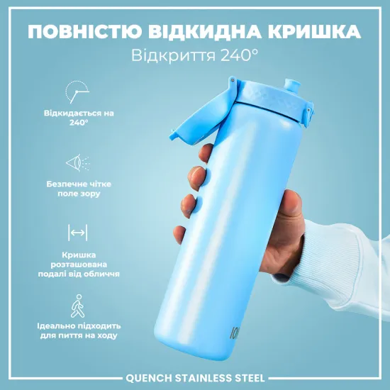Бутылка для воды металлическая ION8 1200 мл. Stainless Steel Alaska Blue