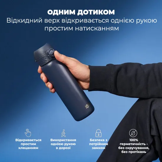 Пляшка для води металева вакуумна ION8 500 мл. Vacuum Insulated Navy