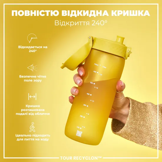 Бутылка для воды ION8 750 мл. BPA Free Yellow