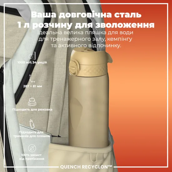 Бутылка для воды ION8 1000 мл. BPA Free Desert