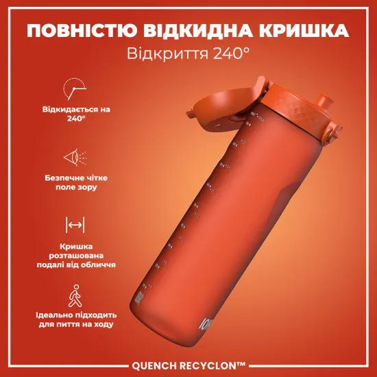 Пляшка для води ION8 1000 мл. BPA Free Hearty Orange