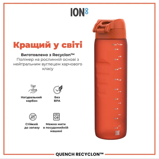 Пляшка для води ION8 1000 мл. BPA Free Hearty Orange
