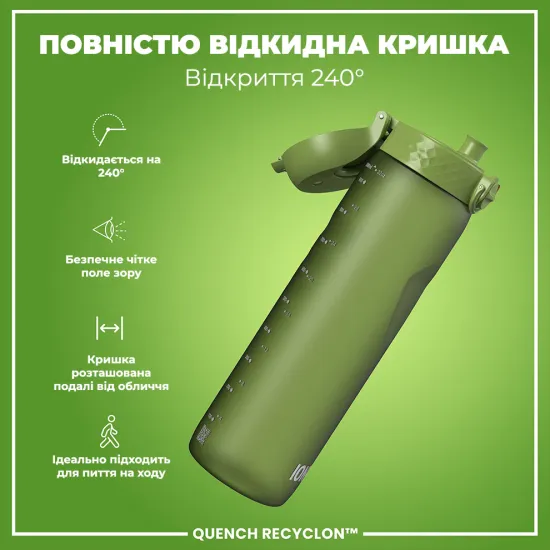 Бутылка для воды ION8 1000 мл. BPA Free Khaki Green