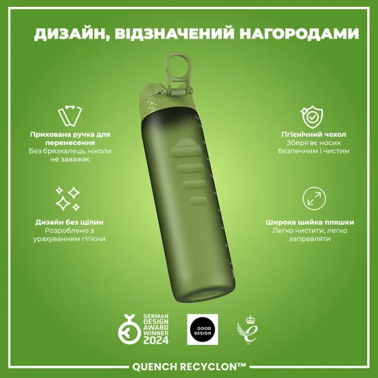 Бутылка для воды ION8 1000 мл. BPA Free Khaki Green