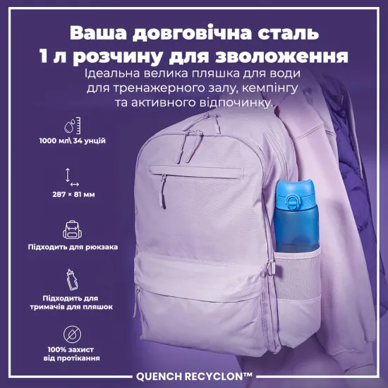 Пляшка для води ION8 1000 мл. BPA Free Blue Pink