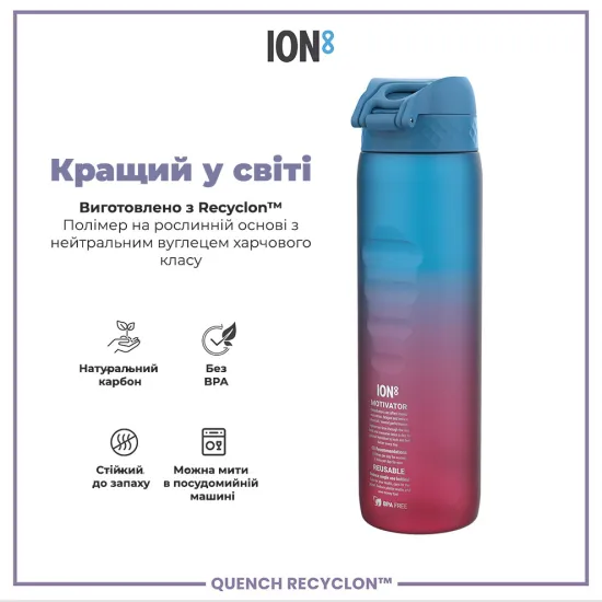 Пляшка для води ION8 1000 мл. BPA Free Blue Pink