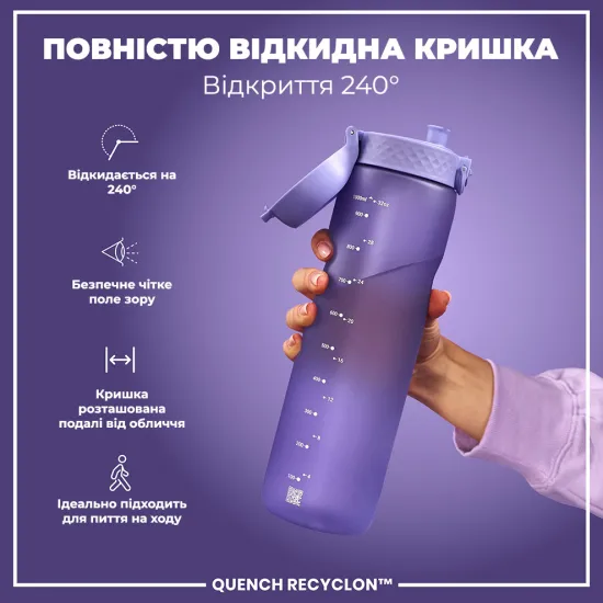 Пляшка для води ION8 1000 мл. BPA Free Light Purple