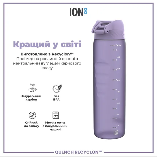 Пляшка для води ION8 1000 мл. BPA Free Light Purple