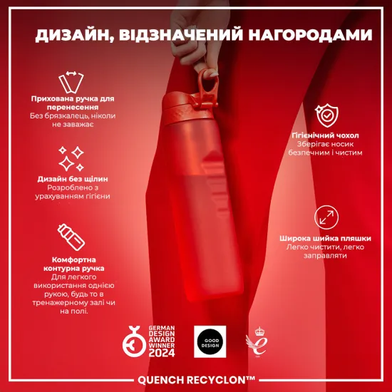 Пляшка для води ION8 1000 мл. BPA Free Red