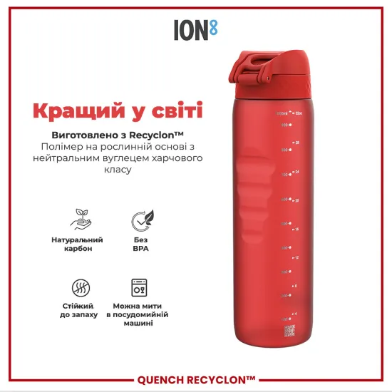 Пляшка для води ION8 1000 мл. BPA Free Red