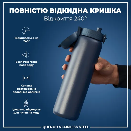 Бутылка для воды металлическая ION8 1200 мл. Stainless Steel Ash Navy