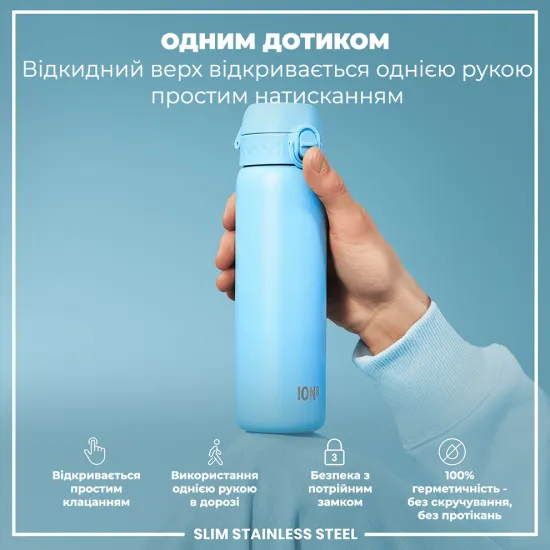 Бутылка для воды металлическая ION8 600 мл. Stainless Steel Alaska Blue