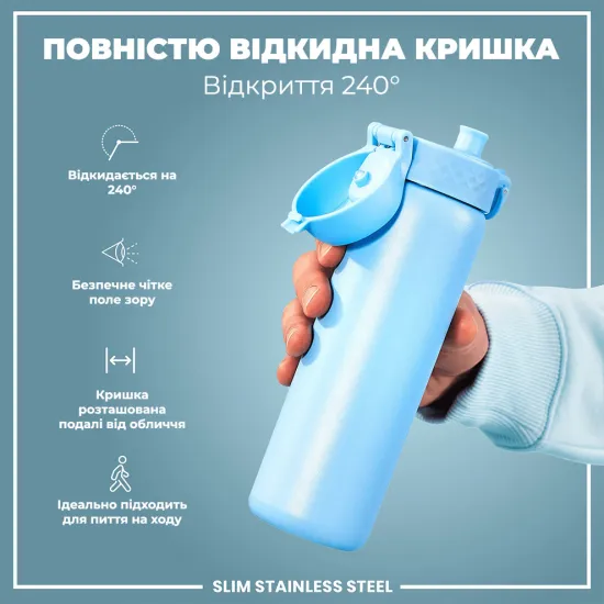 Бутылка для воды металлическая ION8 600 мл. Stainless Steel Alaska Blue