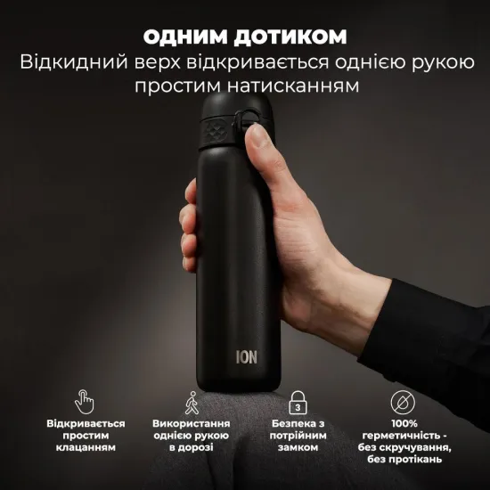 Пляшка для води металева вакуумна ION8 500 мл. Vacuum Insulated Black