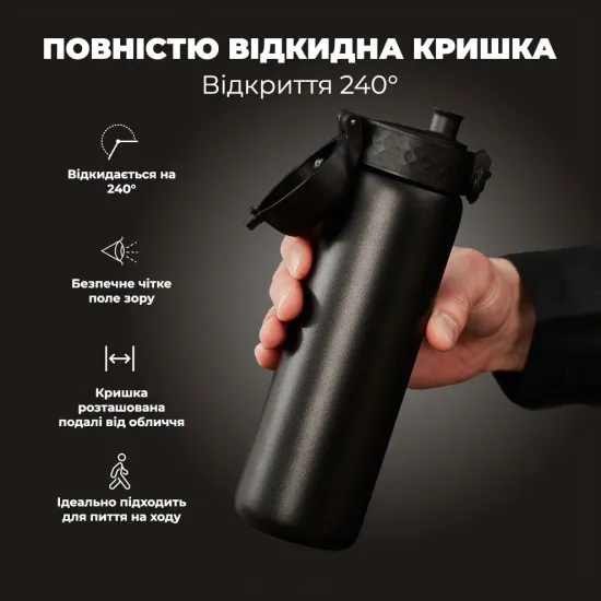 Пляшка для води металева вакуумна ION8 500 мл. Vacuum Insulated Black