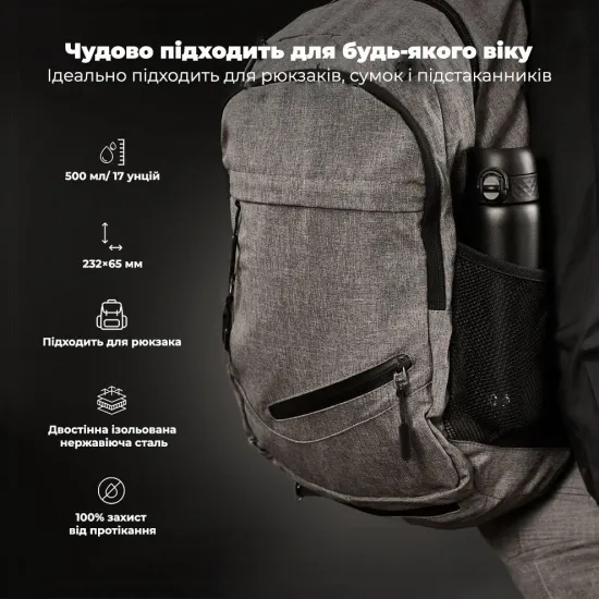 Пляшка для води металева вакуумна ION8 500 мл. Vacuum Insulated Black