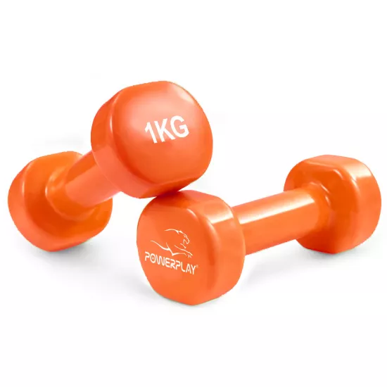 Гантель вінілова PowerPlay 4125 Achilles 2*1 кг. Помаранчеві (2шт.)