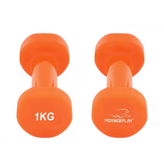 Гантель вінілова PowerPlay 4125 Achilles 2*1 кг. Помаранчеві (2шт.)