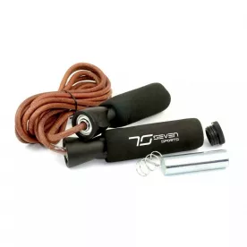Скакалка шкіряна 7SPORTS Pro Fitness 300см. з обважювачами SK-2 чорна
