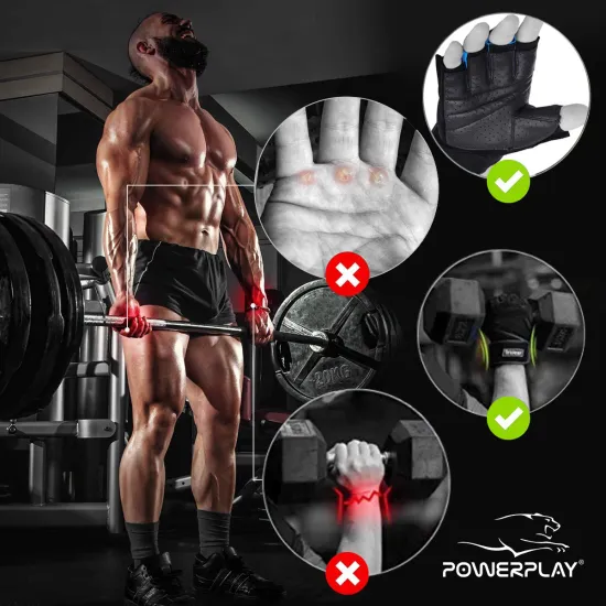 Рукавички для фітнесу PowerPlay 9077 чорно-червоні S