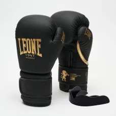 Боксерские перчатки Leone GN059D Black/Gold 10 унций (капу в комплекте)