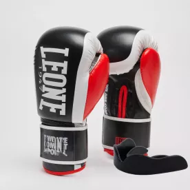 Боксерские перчатки Leone GN333 LOGO WACS Black 10 унций (капу в комплекте)