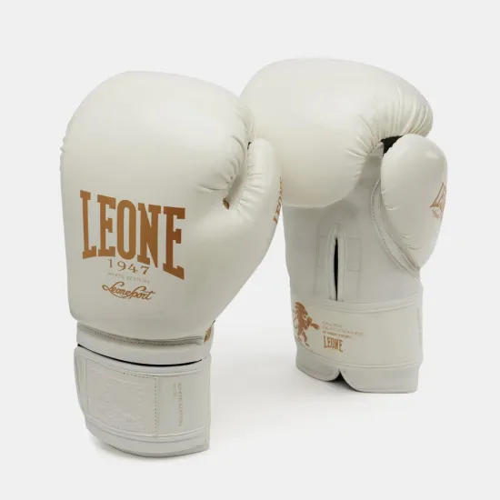 Боксерские перчатки Leone GN059W White/Gold 10 унций (капу в комплекте)
