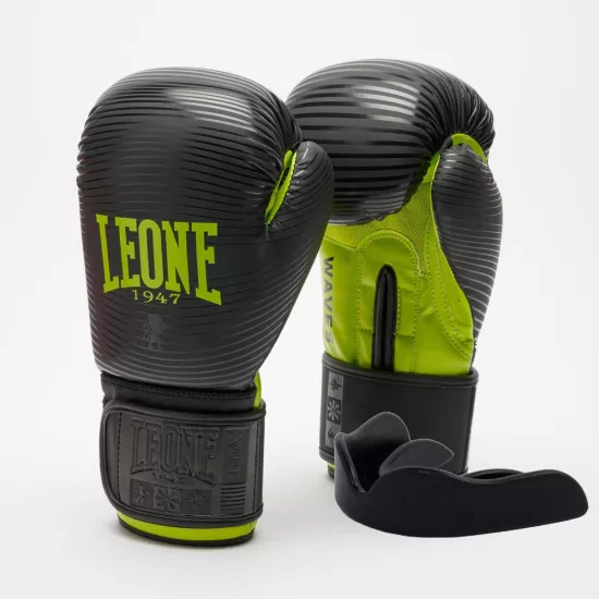 Боксерські рукавиці Leone GN313 WAVES Black 10 унцій (капу в комплекті)