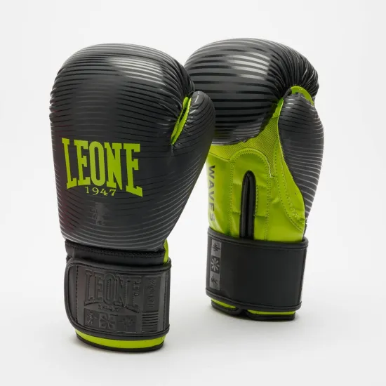 Боксерські рукавиці Leone GN313 WAVES Black 10 унцій (капу в комплекті)