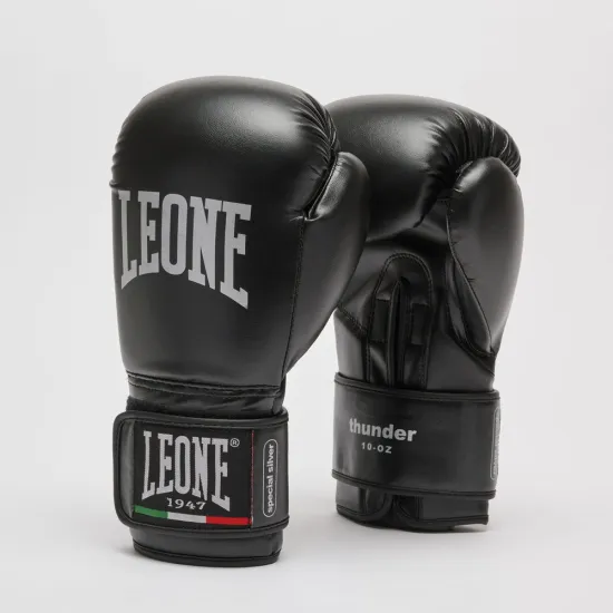 Боксерские перчатки Leone GN383 THUNDER Black 10 унций (капу в комплекте)