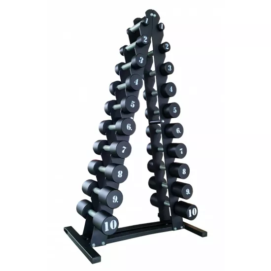Гантельний ряд RN-Sport BLACK 1-10 кг зі стійкою