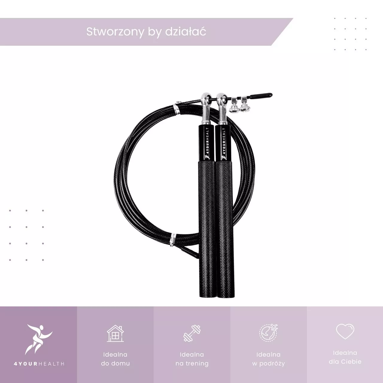 Скакалка 4yourhealth Jump Rope Premium 3м-черная