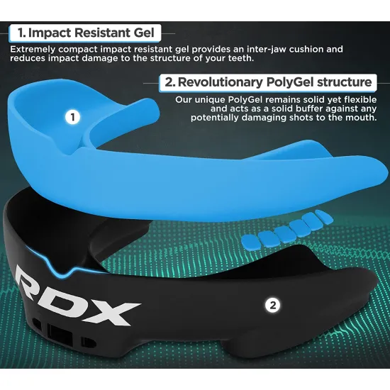Капа боксерська RDX Gel 3D Pro Black/Blue Junior-дитяча