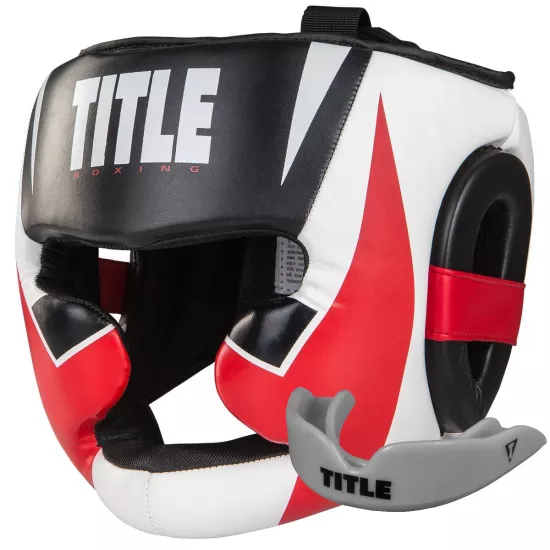 Боксерский шлем TITLE MMA Command Full Black/Red/White M (капа в комплекте)