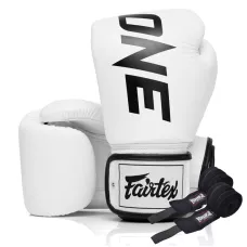 Боксерські рукавиці Fairtex BGV1-ONE White 10 унцій (бинти в комплекті)