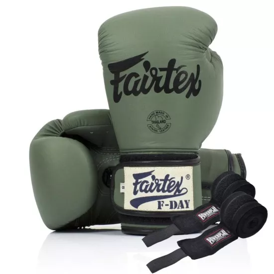 Боксерские перчатки Fairtex BGV11 Green 10 унций (бинты в комплекте)