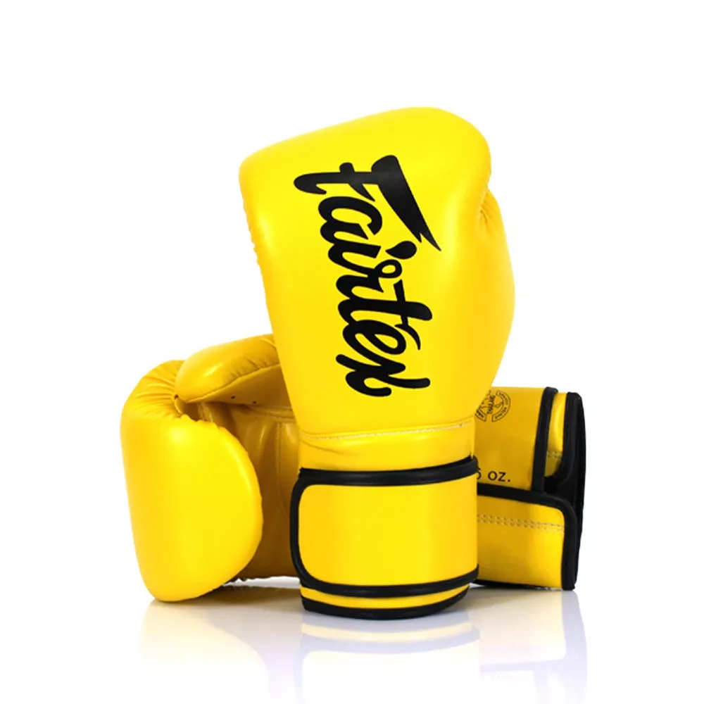 Боксерские перчатки Fairtex BGV14 Yellow 10 унций (бинты в комплекте)