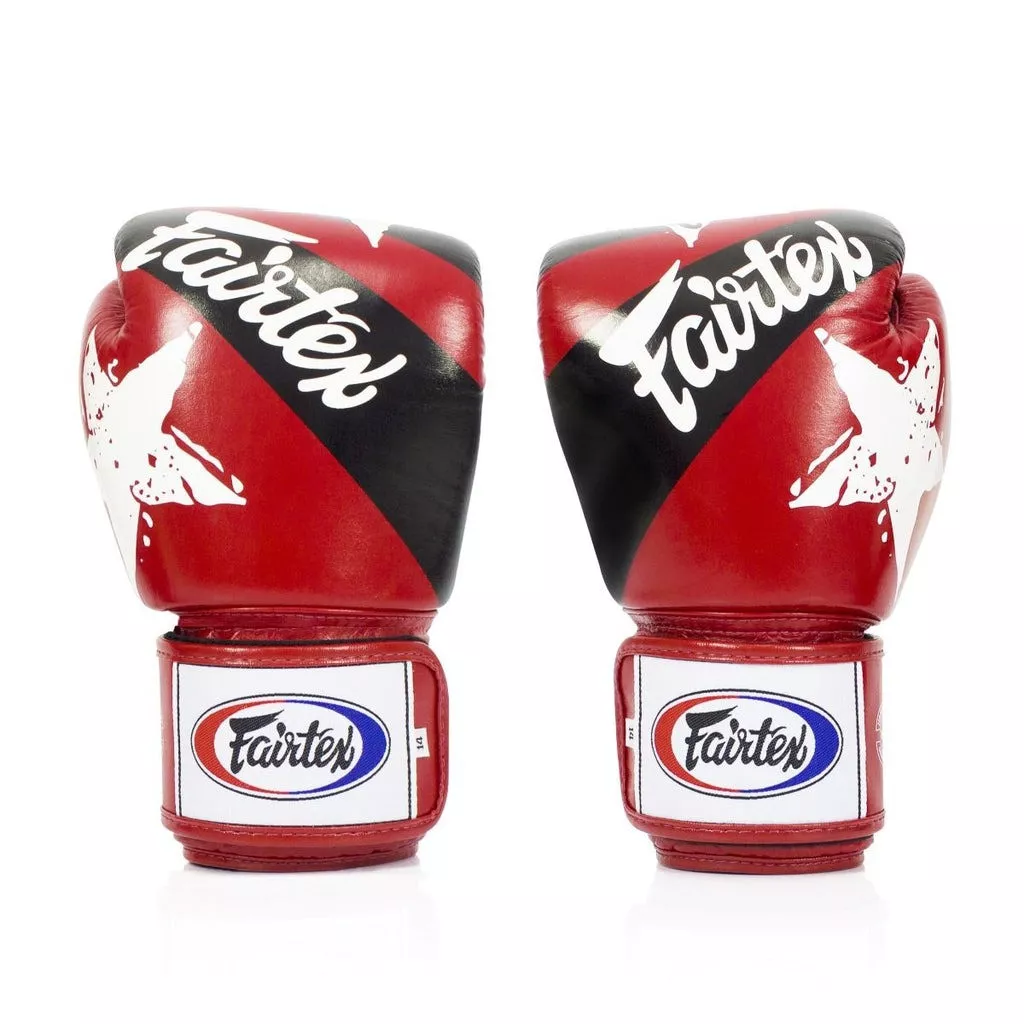 Боксерські рукавиці Fairtex BGV1 Nation Print Red 10 унцій (бинти в комплекті)