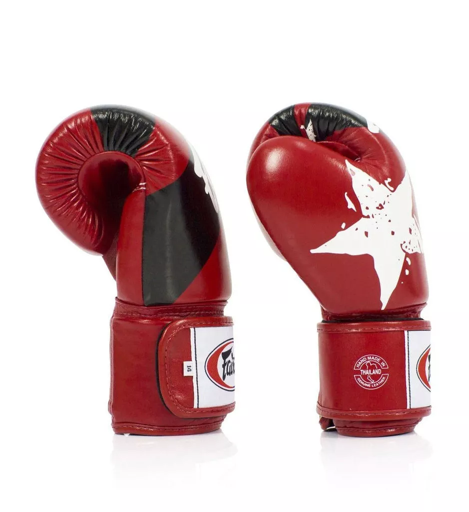 Боксерські рукавиці Fairtex BGV1 Nation Print Red 10 унцій (бинти в комплекті)